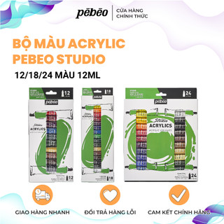 Set màu acrylic pébéo studio dạng tuýp 12/18/24 màu 12ml