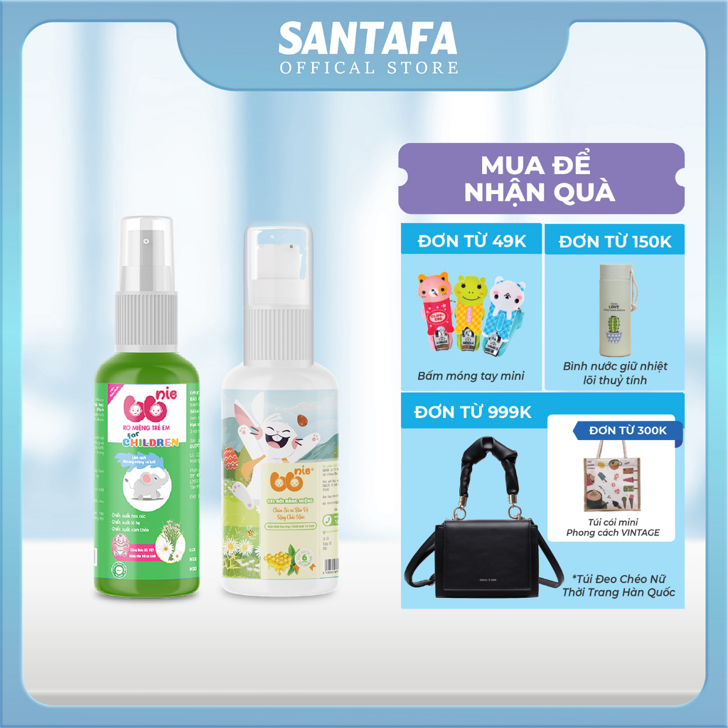Bộ xịt rơ miệng 40ml và gel bôi răng miệng 30gr BBNIE chính hãng cho bé