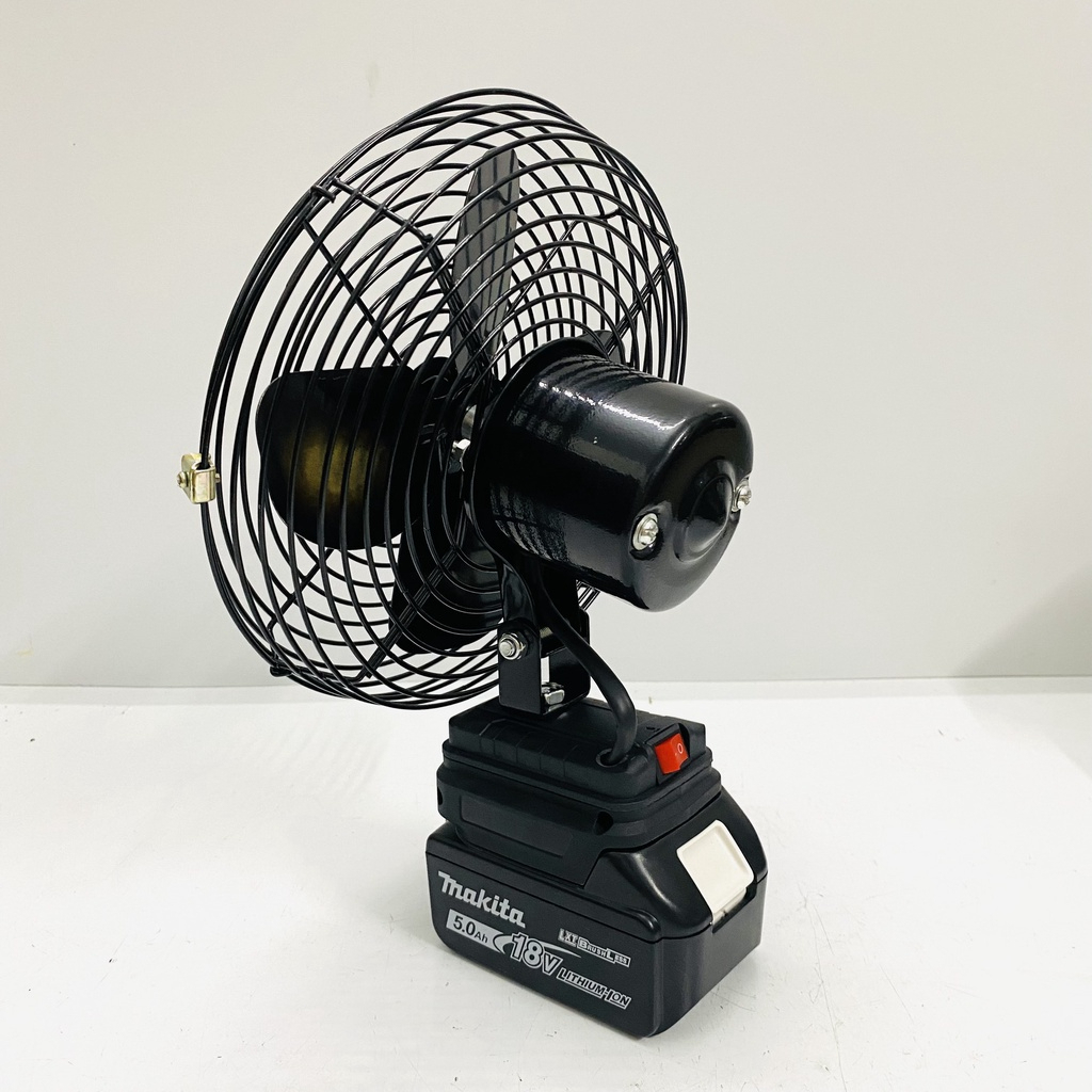 Quạt Chạy Pin Mikita 8 inch - Quạt dùng chân pin phổ thông của máy khoan, máy cơ khi cầm tay. Quạt Sạc Để Bàn.