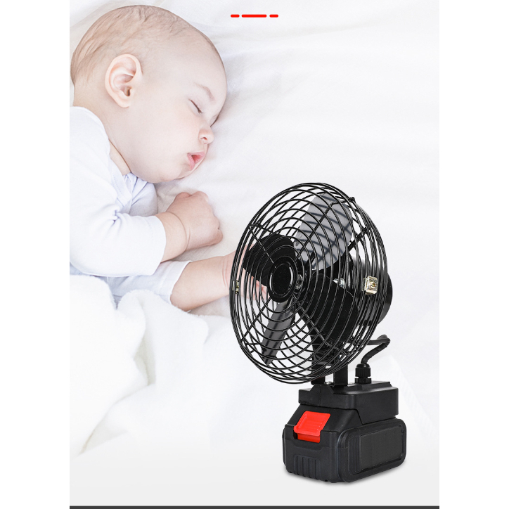 Quạt Chạy Pin Mikita 8 inch - Quạt dùng chân pin phổ thông của máy khoan, máy cơ khi cầm tay. Quạt Sạc Để Bàn.
