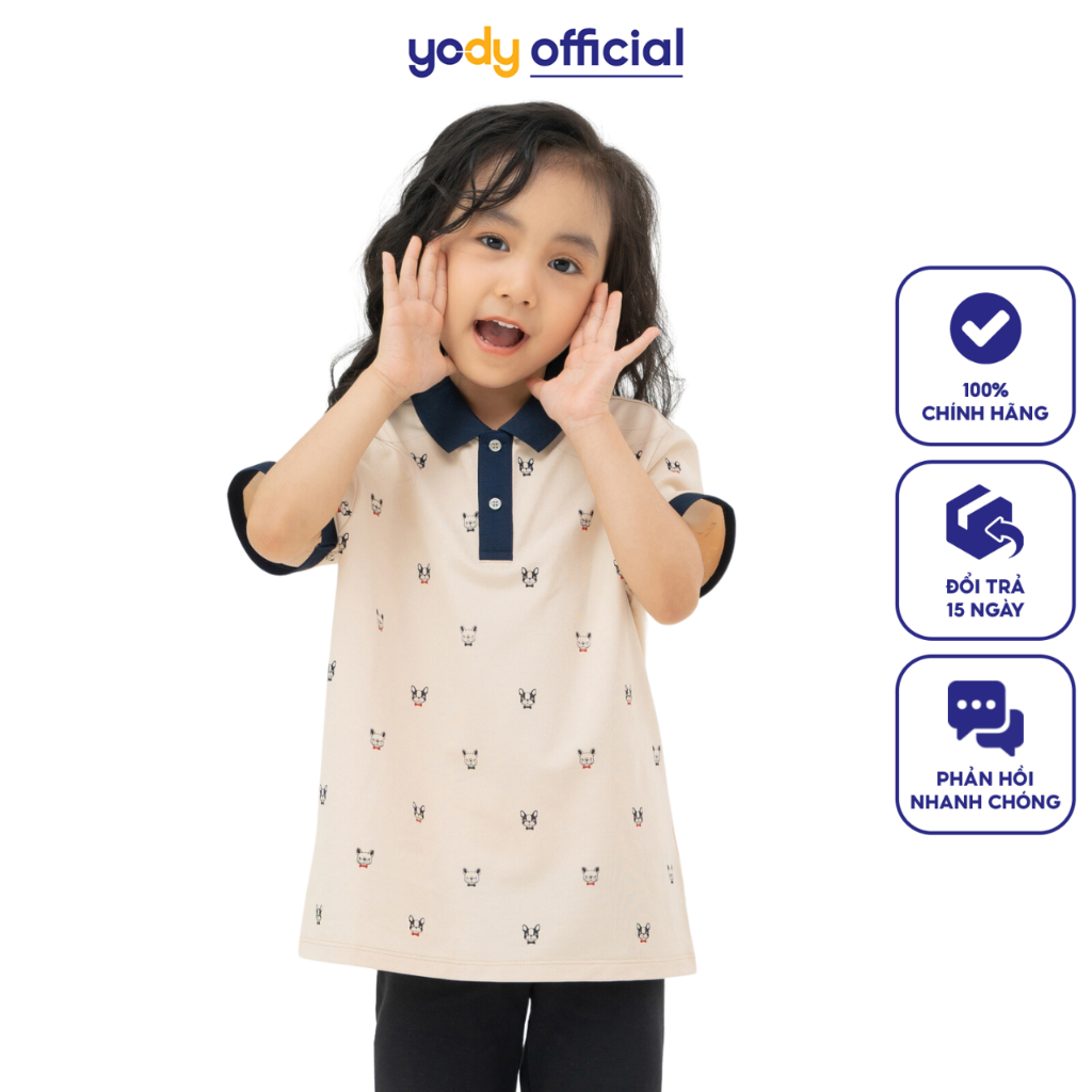 Áo phông có cổ trẻ em Yody in hình cún áo thun kid chất liệu cotton mắt chim thoáng mát mềm mịn APK6116