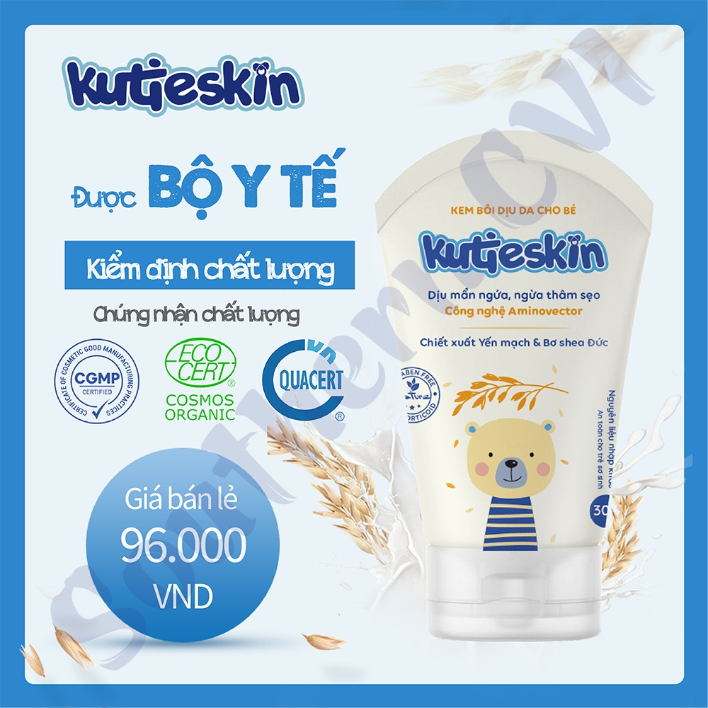 Kutieskin 30gr dịu mẩn đỏ dịu vết ngứa hăm da muỗi đốt côn trùng cắn hàng chính hãng