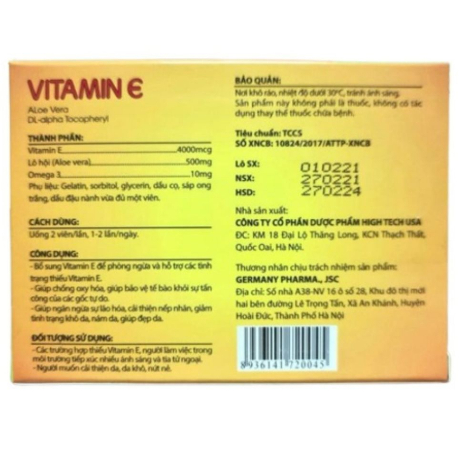 Viên uống dẹp da Vitamin E giúp da căng mịn sáng đẹp chính hãng - Hộp 30 viên