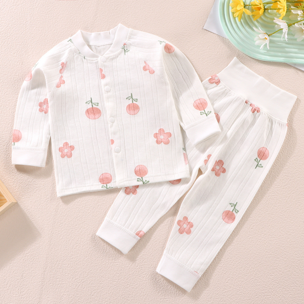 Bộ quần áo dài tay cho bé trai bé gái sơ sinh tới 15 tháng 100% cotton nguyên chất hàng Quảng Châu cao cấp