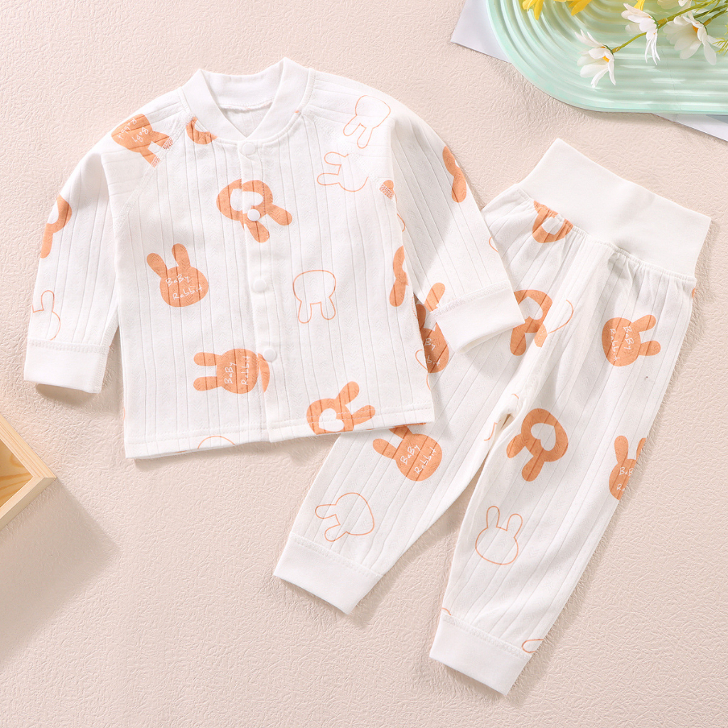 Bộ quần áo dài tay cho bé trai bé gái sơ sinh tới 15 tháng 100% cotton nguyên chất hàng Quảng Châu cao cấp