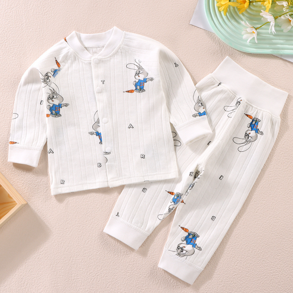 Bộ quần áo dài tay cho bé trai bé gái sơ sinh tới 15 tháng 100% cotton nguyên chất hàng Quảng Châu cao cấp