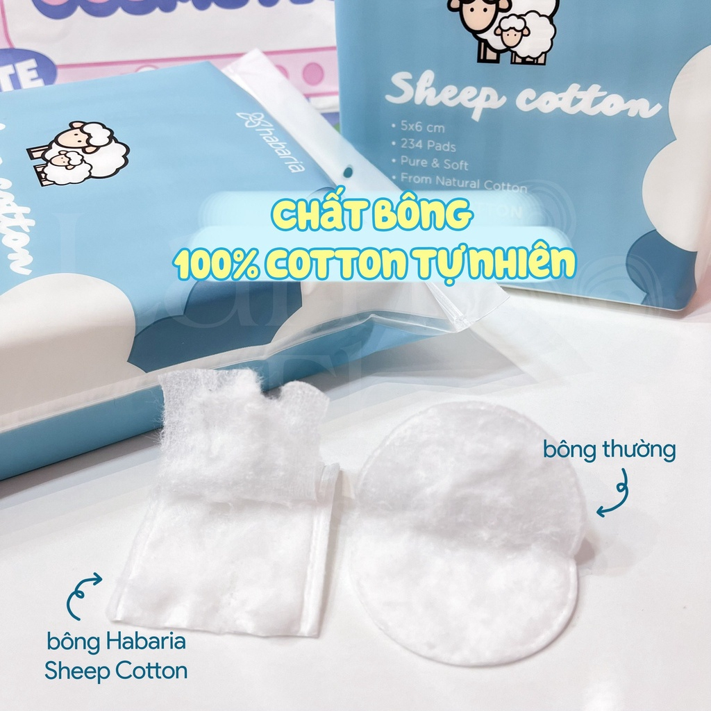 Bông tẩy trang Habaria Sheep Cotton tự nhiên 234 miếng