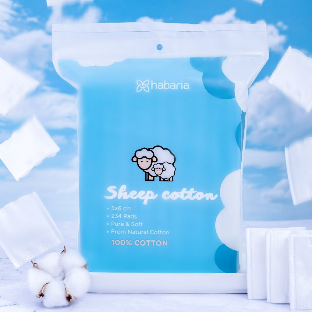 Bông tẩy trang Habaria Sheep Cotton tự nhiên 234 miếng