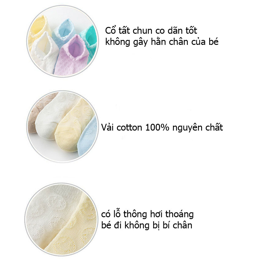 Set 5 đôi tất lưới xuất hàn cho bé từ sơ sinh tới 12 tháng