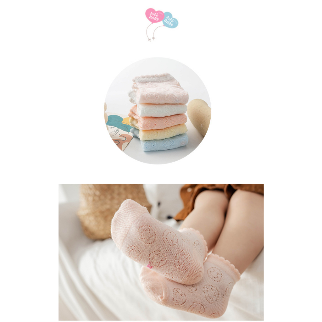 Set 5 đôi tất lưới xuất hàn cho bé từ sơ sinh tới 12 tháng