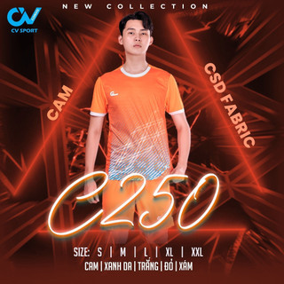 Quần áo bóng đá không logo cv c250 màu cam có in tên số