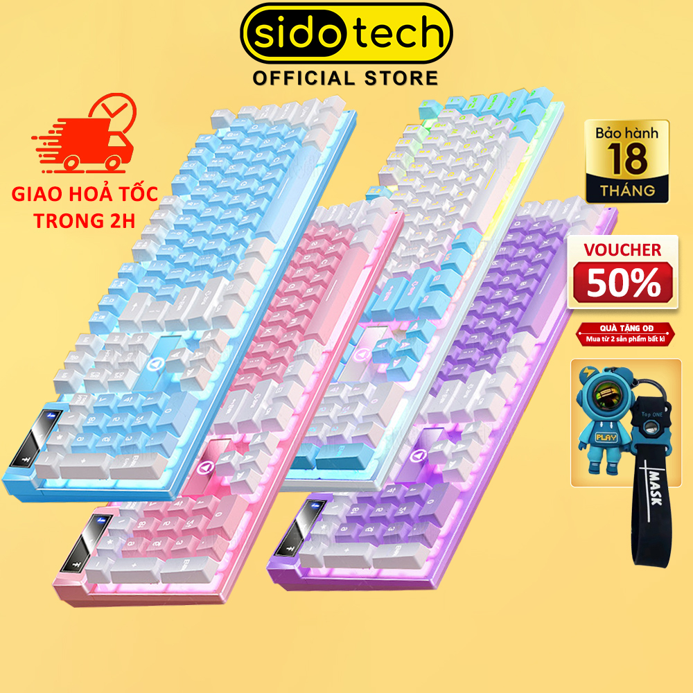 Bàn phím máy tính có dây giả cơ SIDOTECH K500 gaming led rgb màu hồng cho pc laptop chơi game văn phòng | BigBuy360 - bigbuy360.vn
