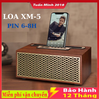 Loa Bluetooth vỏ gỗ XM5 mini , Kèm giá đỡ điên thoại, Âm thanh cực lớn bass trầm, Pin dung lượng lớn, Bảo hành 12 tháng