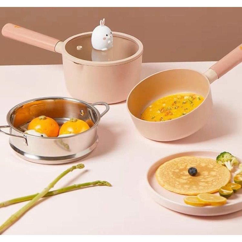 Bộ nồi nấu / hấp chống dính cao cấp ăn dặm cho bé NEOFLAM CHÍNH HÃNG