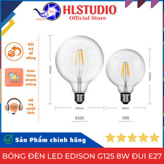 Bóng Đèn LED Edison G125 8W Đui E27 - Tiết Kiệm Năng Lượng, Thiết Kế Cổ Điển, Hiệu Suất Cao HL Studio