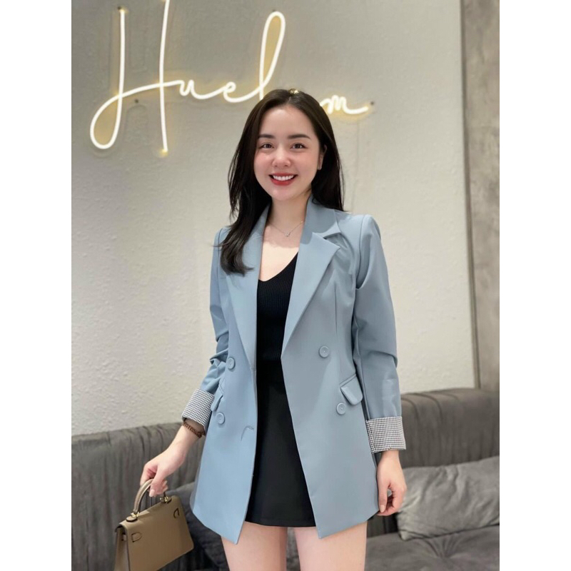 Áo vest dai dài  phối  sọc