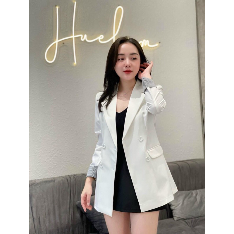 Áo vest dai dài  phối  sọc