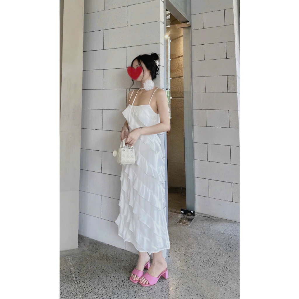 Váy 2 dây nhiều tầng kem choker siêu sang chảnh (Ảnh chụp thật) 💟 Đầm xinh 💟 đầm tiểu thư kèm mút ngực - ThanhBoutique