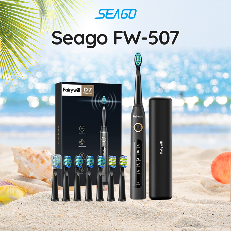 [Nhập SEAGFW10K Giảm 10K] Bàn chải đánh răng điện Seago FW 507 kèm 8 đầu thay thế - Hàng chính hãng