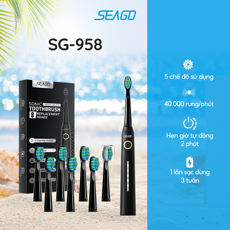 Bàn chải điện Sonic thế hệ mới Seago SG 958 - Bảo hành 12 tháng