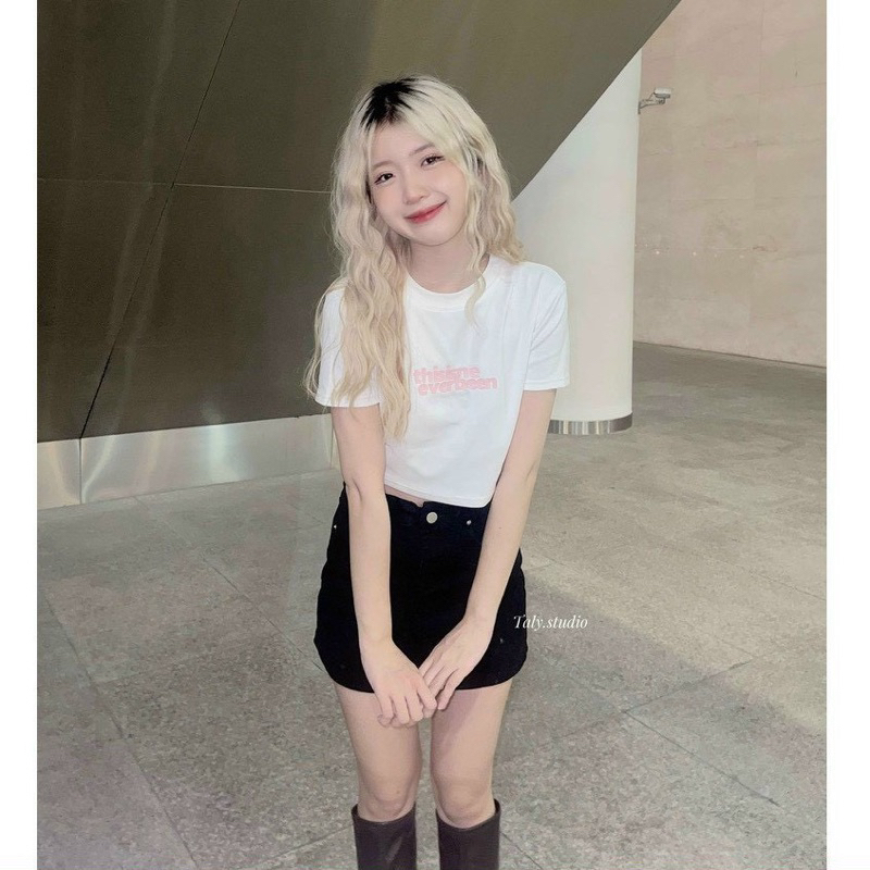 Áo Thun Croptop In Chữ Hồng Siêu Cưng CC151