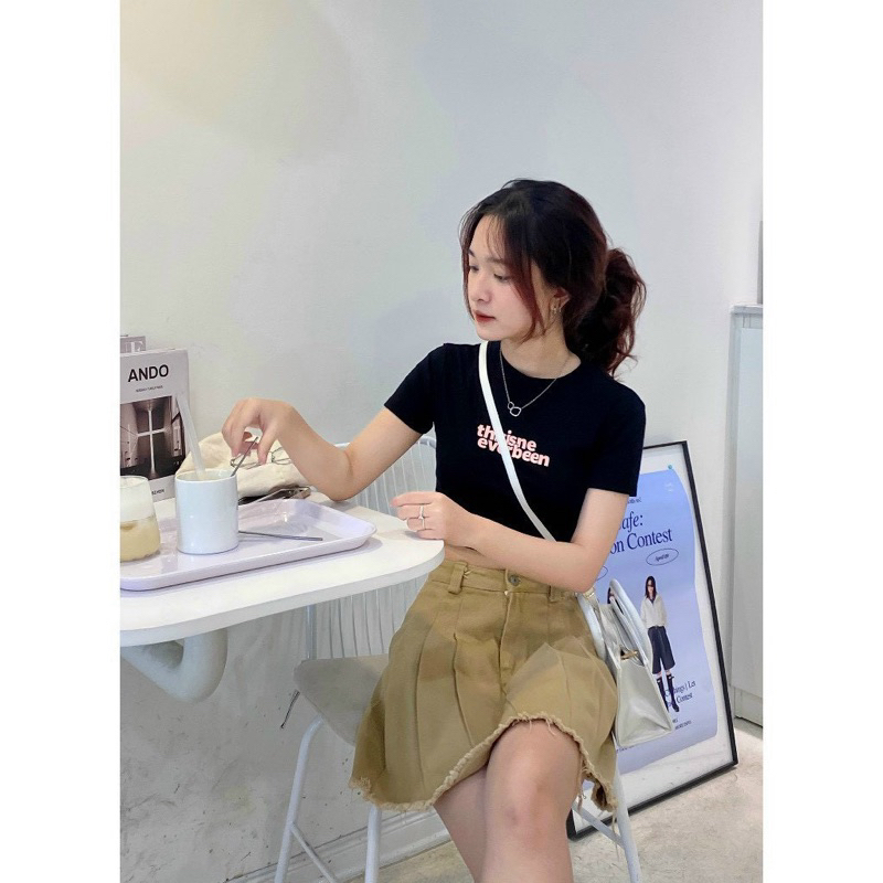 Áo Thun Croptop In Chữ Hồng Siêu Cưng CC151