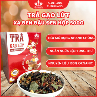 Trà gạo lứt giảm cân xạ đen đậu đen YẾN BEAUTY ngăn ngừa ung thư hộp 500g, trà gạo rang đỗ đen cho bà bầu, chống lão hóa