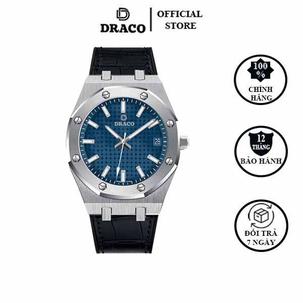 Đồng hồ nam Draco D22-DR04 “Revolution Watch” xanh kết hợp chất liệu dây da bò màu đen - thời trang nam thể thao