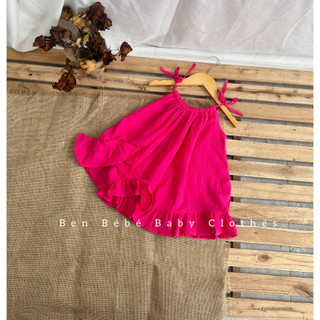 Váy 2 dây cho bé gái cổ yếm siêu dễ thương
