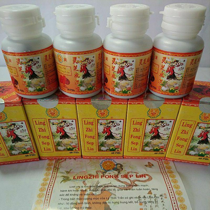 Linh Chi Phong Thấp Linh. Hiệu Cô Tiên. Hỗ trợ phong thấp, đau cơ bắp. Hộp lọ 60 viên