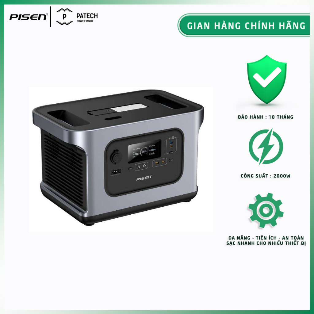 Trạm điện di động Super Fast PISEN PowerWild 2000W LiFePO4, đa năng, công suất lớn, model : TS-OPS10 - Bảo hành 24 tháng