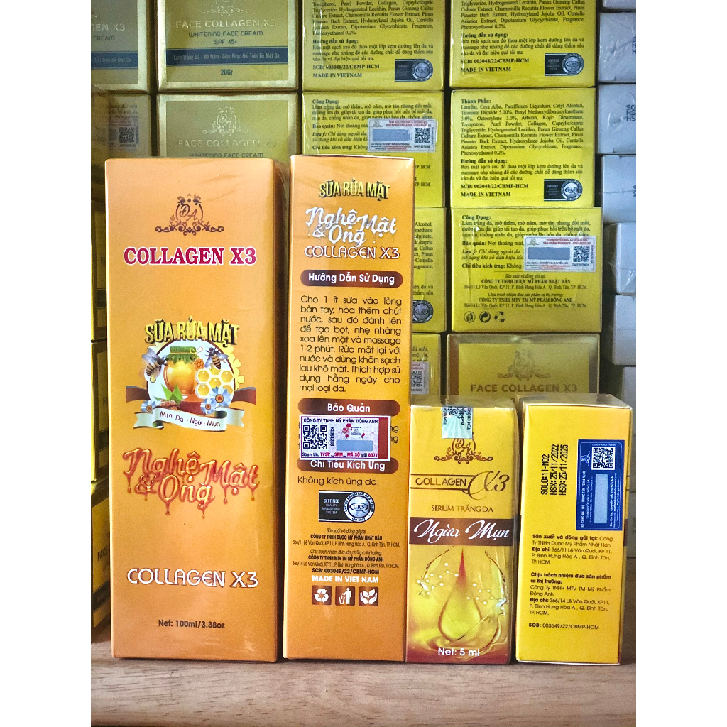 Serum Mun Collagen X3 Và Sửa Rửa Mặt Collagen X3