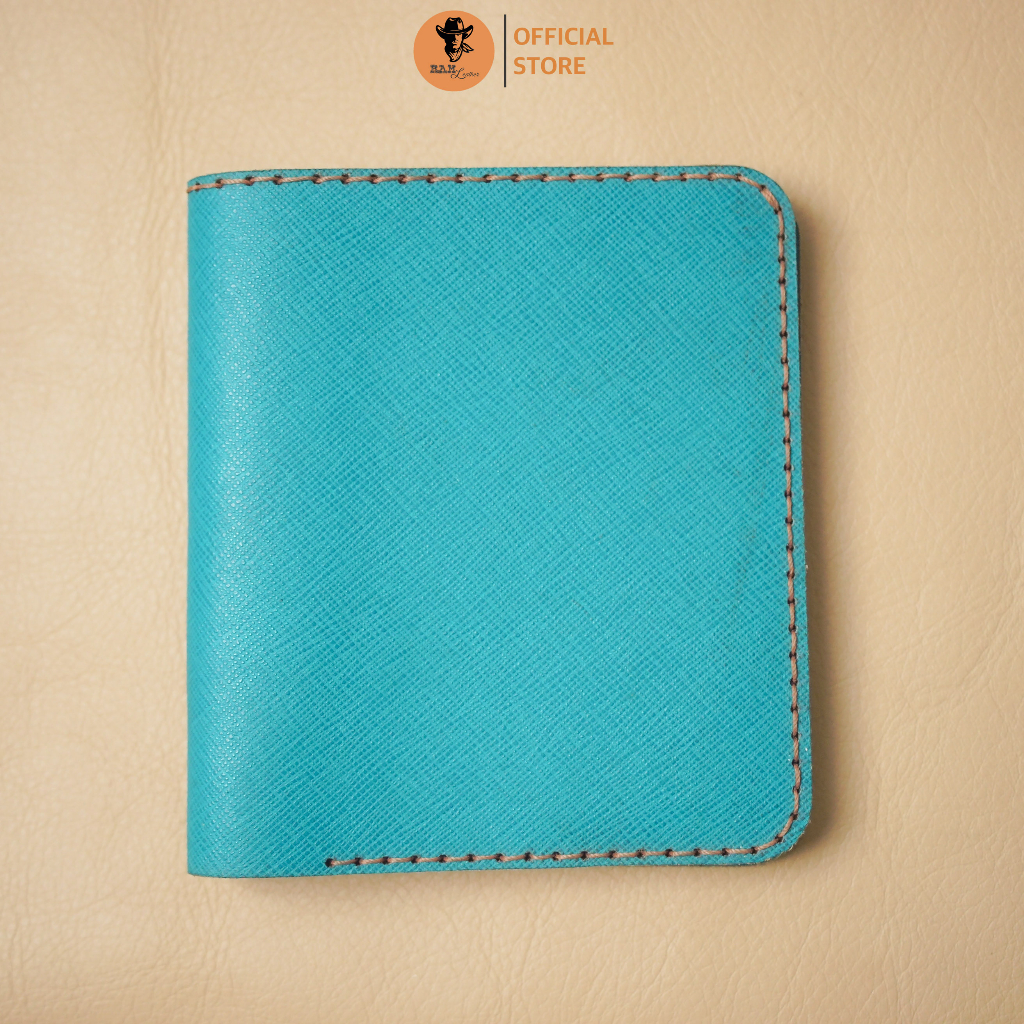 Ví nam da bò RAM Leather Da Bò Thật Sanffiano Màu Xanh Ngọc