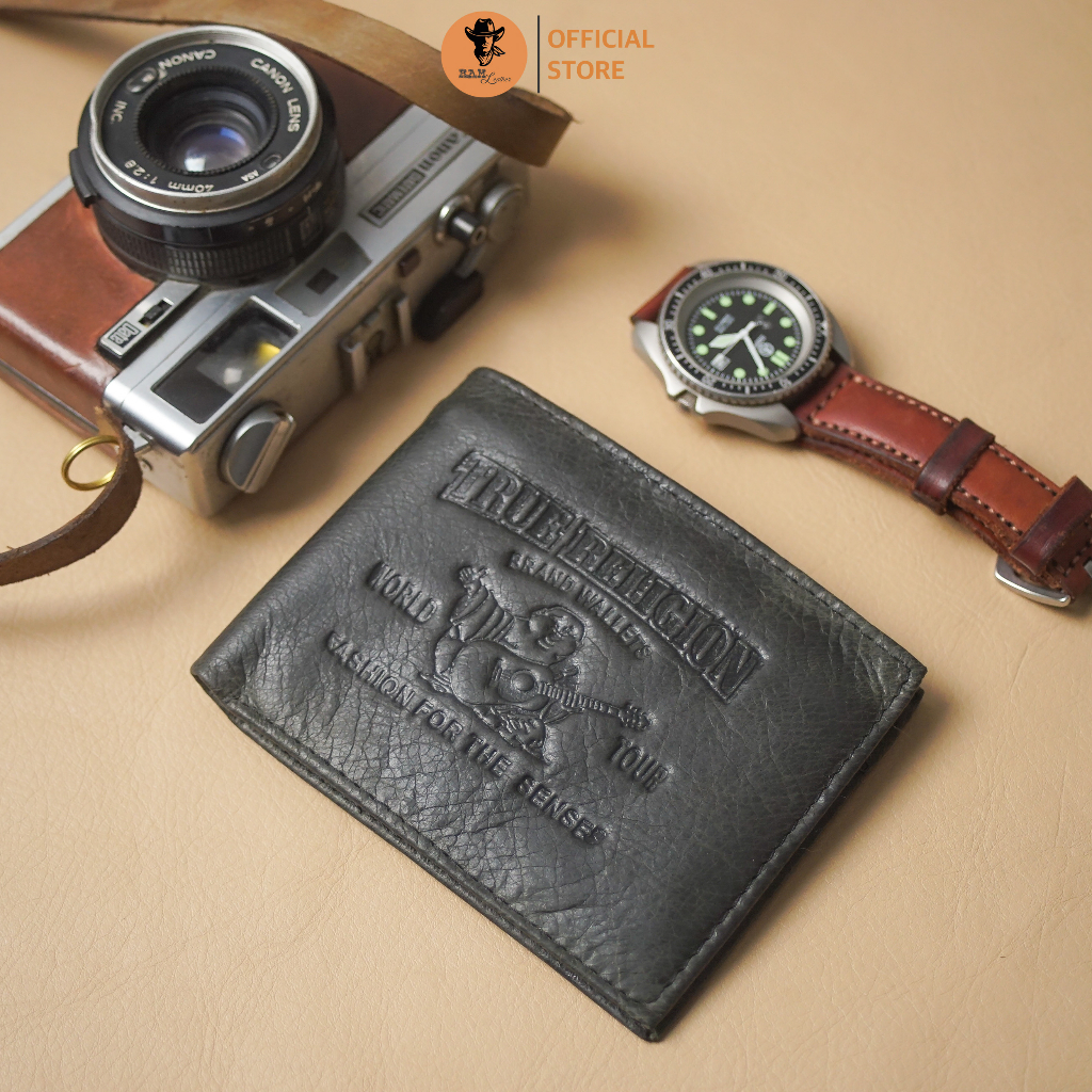 Ví nam da bò màu đen dáng ngang - RAM Leather