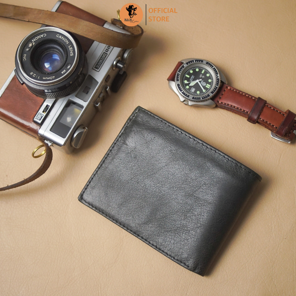 Ví nam da bò màu đen dáng ngang - RAM Leather