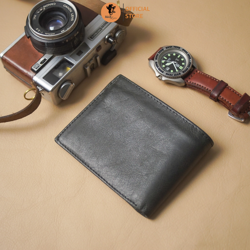 Ví nam da bò màu đen dáng ngang - RAM Leather