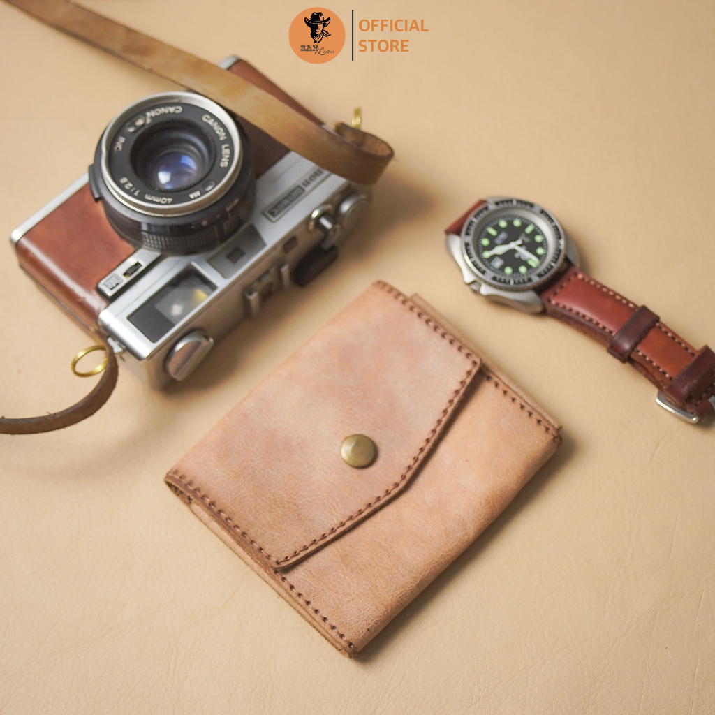 Ví nam Nữ RAM Leather Handmade Da Bò Vân Hạt Sáng