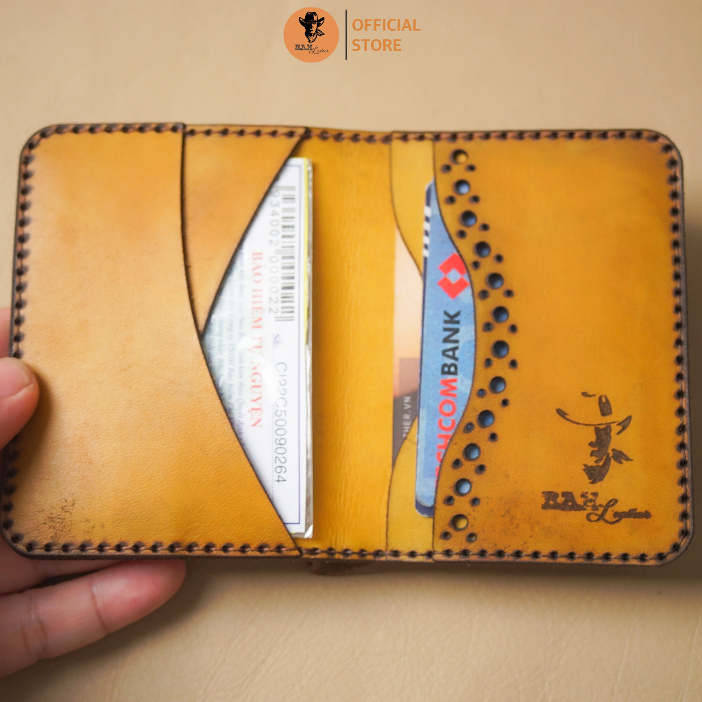 Ví da bò thủ công Nam da bò RAM Leather RAM Leather One Màu Nâu Đỏ