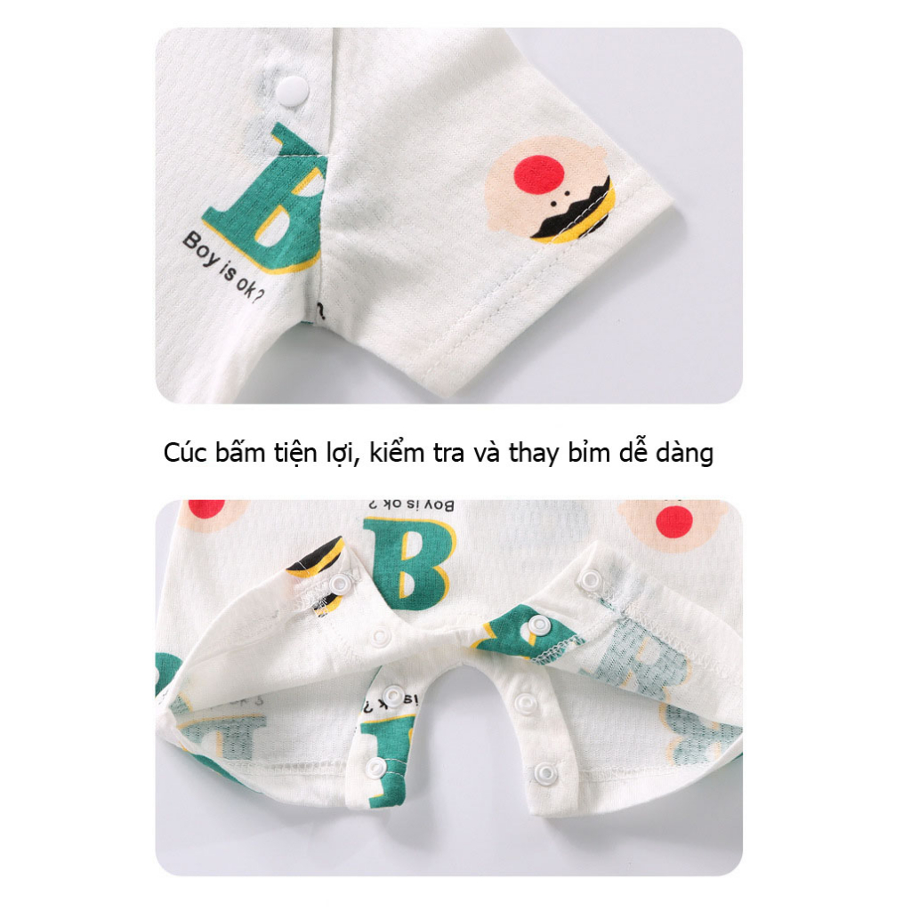 Body đùi cộc tay, Bộ liền thân mùa hè vải cotton mát cho bé sơ sinh tới 12 tháng hàng Quảng Châu xuất khẩu