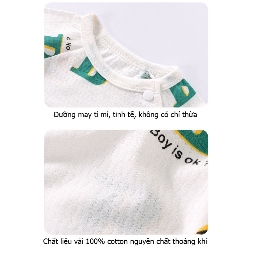 Body đùi cộc tay, Bộ liền thân mùa hè vải cotton mát cho bé sơ sinh tới 12 tháng hàng Quảng Châu xuất khẩu