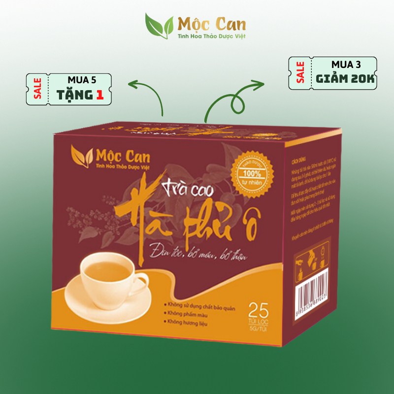 Trà hà thủ ô Mộc Can 25 túi lọc bổ máu ngăn ngừa rụng tóc kích thích mọc tóc