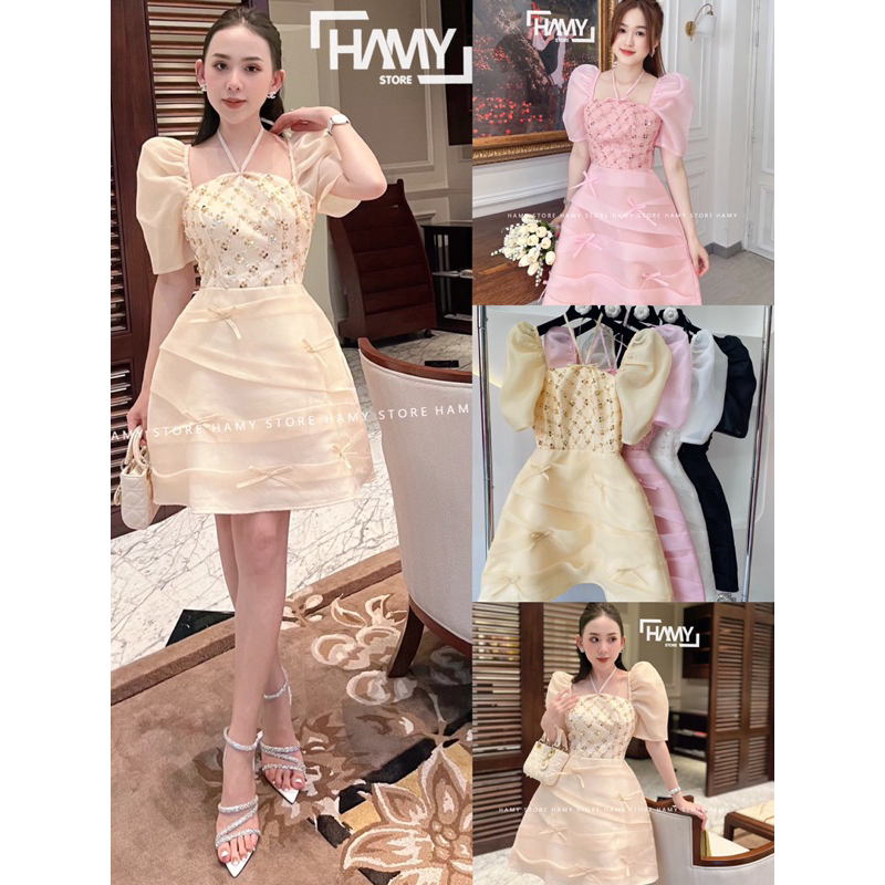 Đầm Đính Đá Xếp Lưới