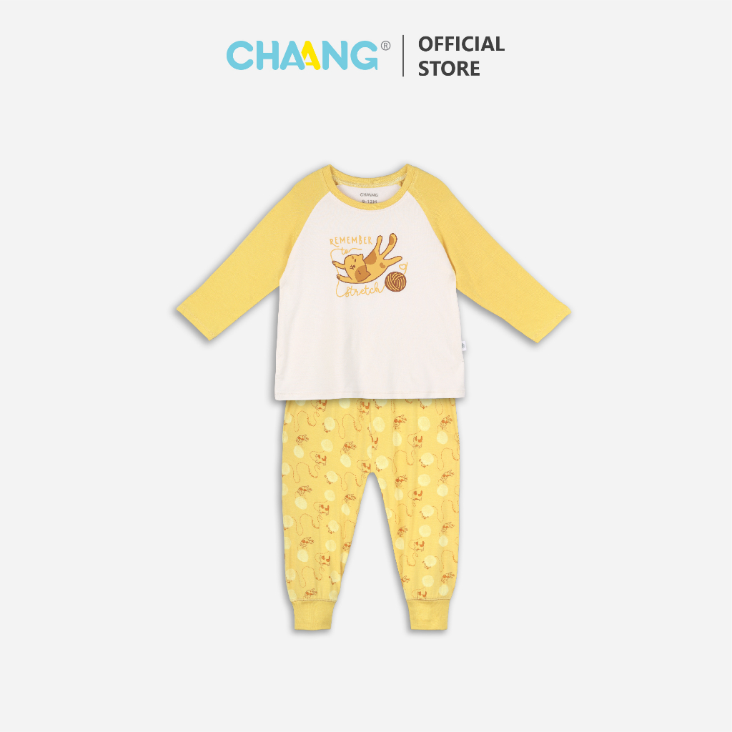 [CHAANG] Bộ quần áo dài tay raglan Mèo Chaang