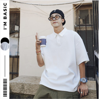 Áo Polo Thun Trơn Có Cổ Nam Nữ Dáng Rộng Tay Lỡ Vải Cotton Cá Sấu Mềm Co Dãn Phong Cách Hàn Quốc