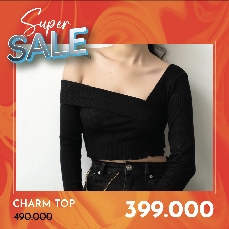 ELE Studios-Áo dài nữ thiết kế lệch vai Charm top đen thanh lịch, quyến rũ siêu tôn dáng