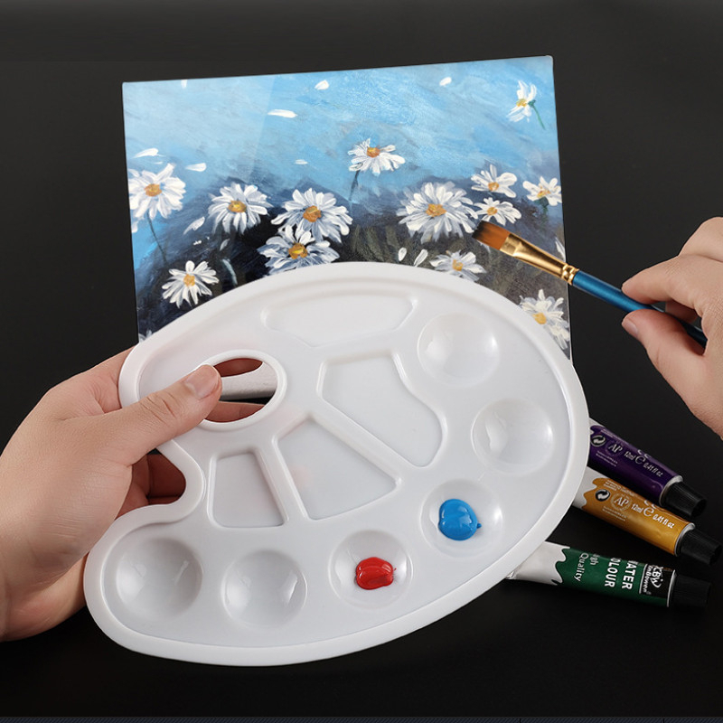 Bộ 3 Cọ Sơn Và 1 Khay Bảng Màu M814-4 Dành Cho Trẻ Em Và Người Lớn Vẽ Tranh, Pha Bột Màu Acrylic Sơn Dầu