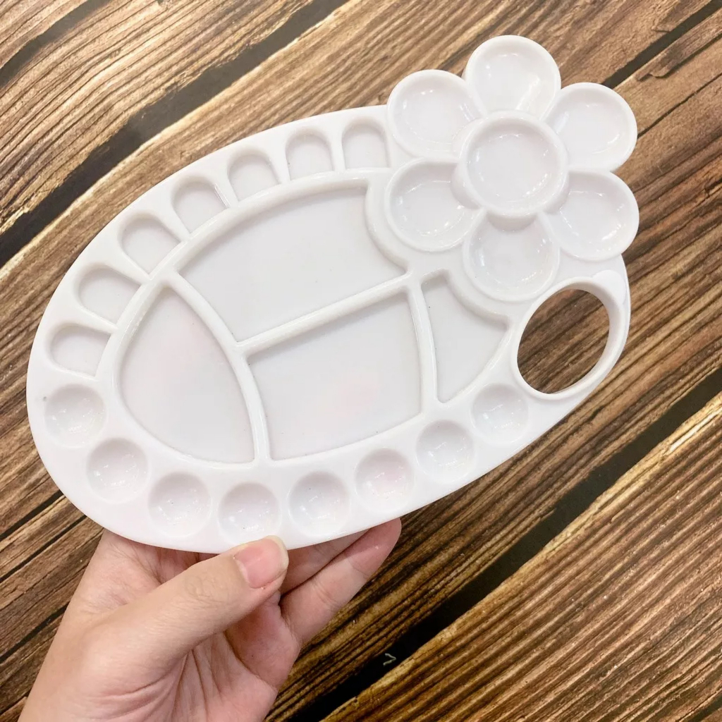 Bộ 2 Cọ Sơn Và 1 Khay Bảng Màu M333-3 Dành Cho Trẻ Em Và Người Lớn Vẽ Tranh, Pha Bột Màu Acrylic Sơn Dầu