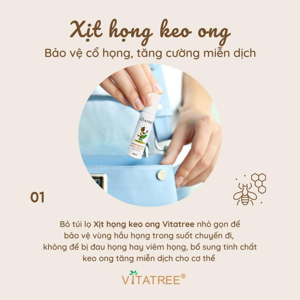 Keo ong xịt họng Vitatree Super Propolis Spray Complex With Manuka 15+ 30ml