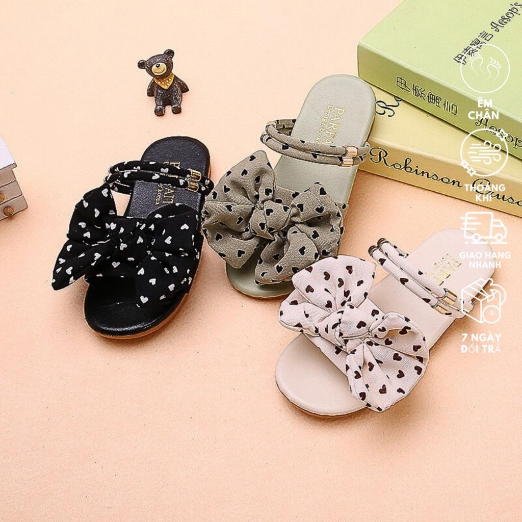 Dép Bé Gái, Sandal Đính Nơ Chấm Bi Thời Trang Cực Xinh Cho Bé Năng Động Size 26 - 34
