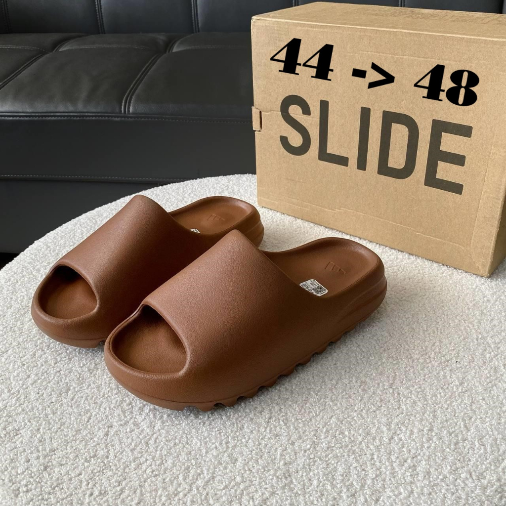 Dép Nam Size Lớn Big Size Yeezy Slide 'Flax' Màu Nâu Giày Sneaker Dép Bánh Mì Ngoại Cỡ 44 45 46 47 48